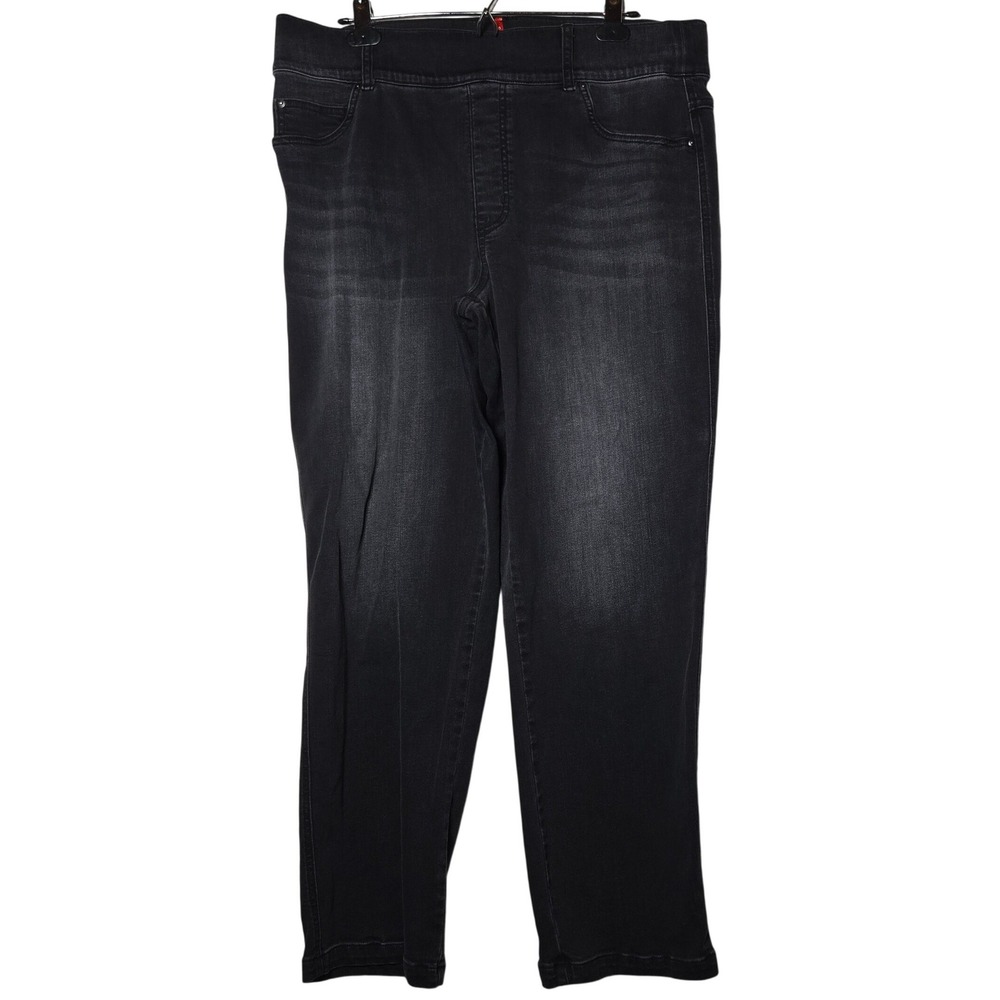 Spanx‎ Womens Gray Ankle Straight Pull On Denim Jeggings Plus 1X Jeans Stretch